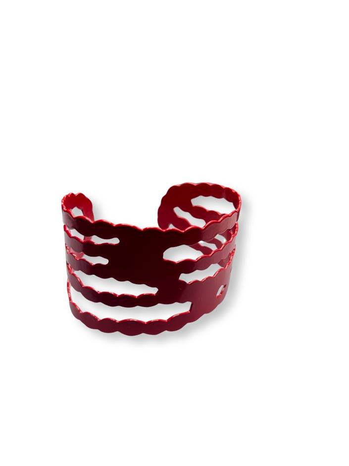 Pearl Strand Brass Cuff - Red