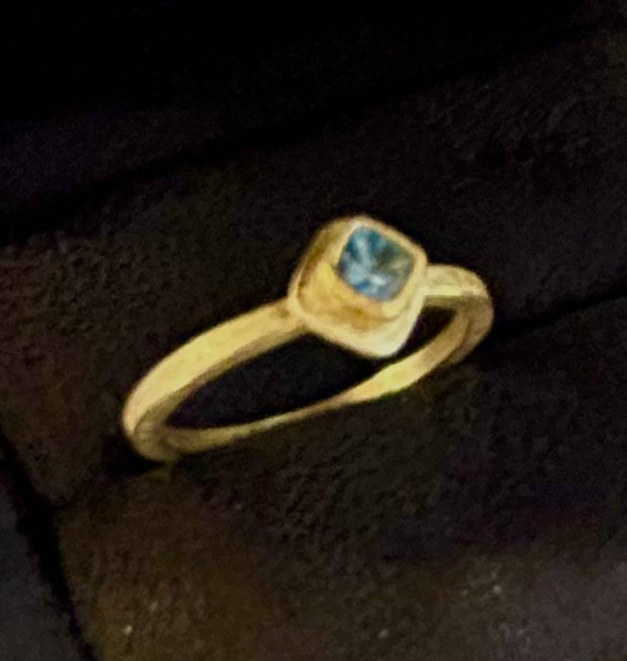 Faceted Aqua Square Ring