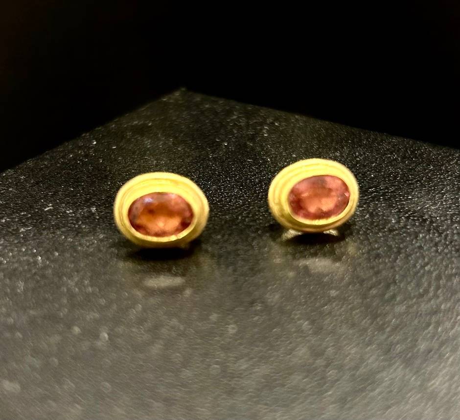 Faceted Pink Tourmaline Oval Earrings