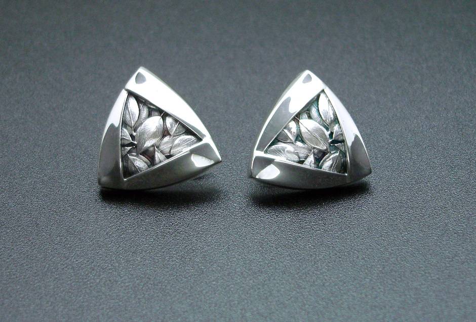 Triangular Leaf Swirl Earrings