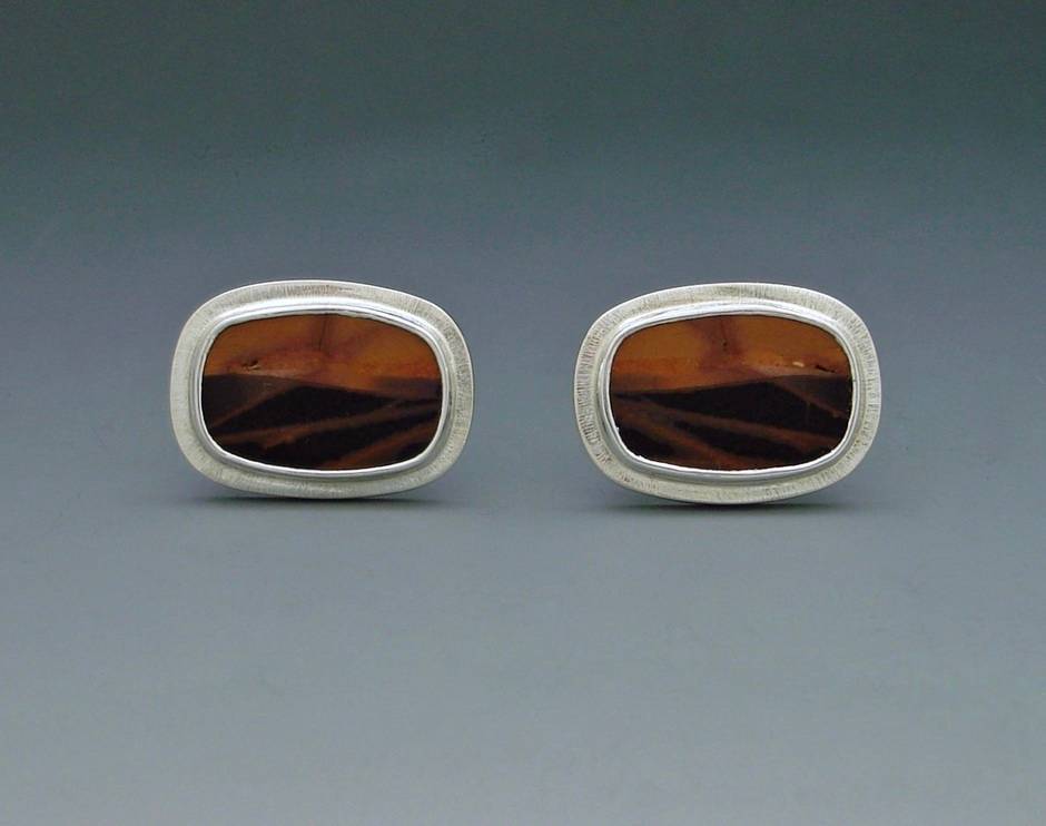 Phantom Agate and Sterling Silver Cufflinks