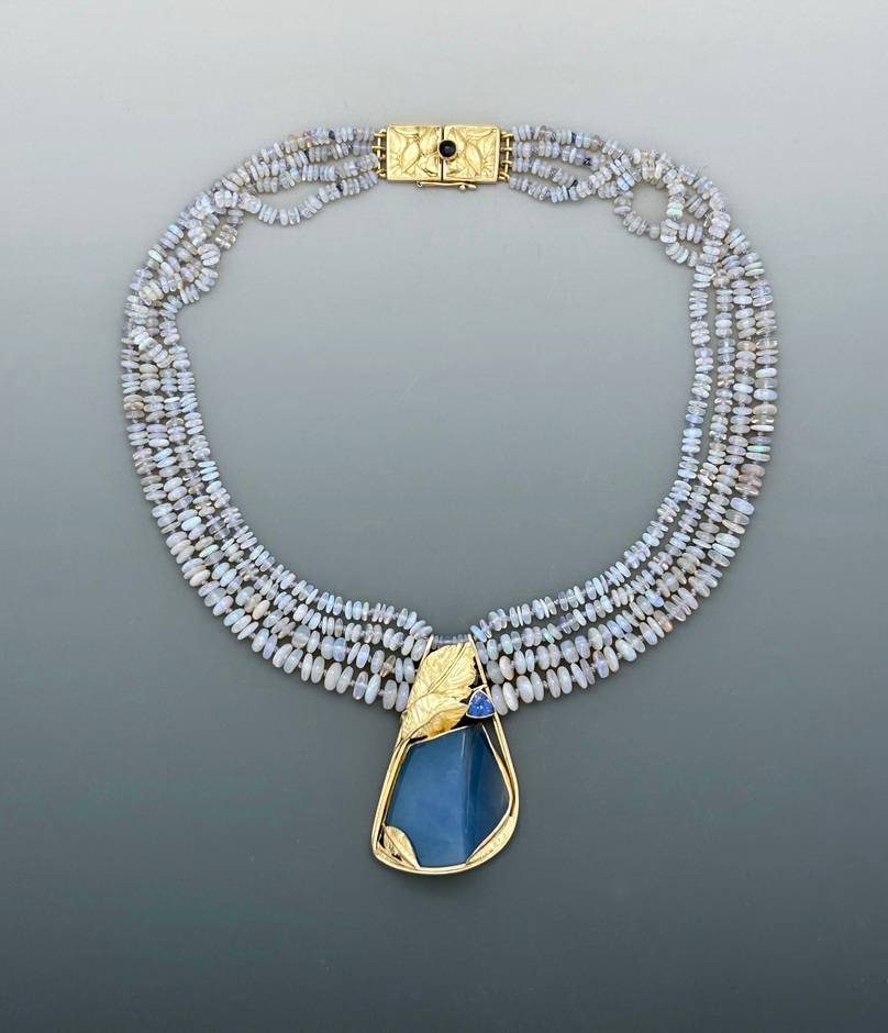Dieter Lorenz Carved Blue Calcedony Necklace