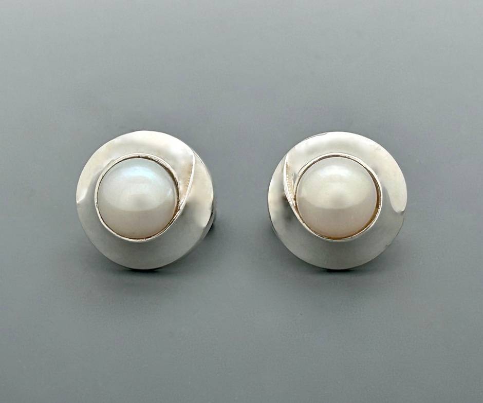 Pearl Swirl Sterling Silver Earrings
