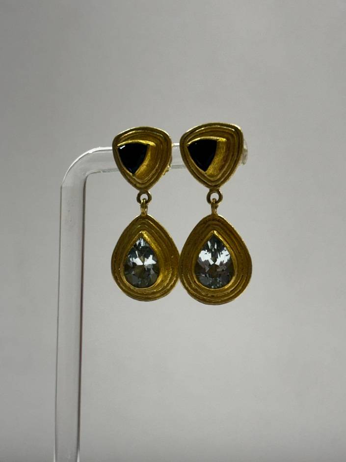 Topaz and Aquamarine Drop Set Earrings