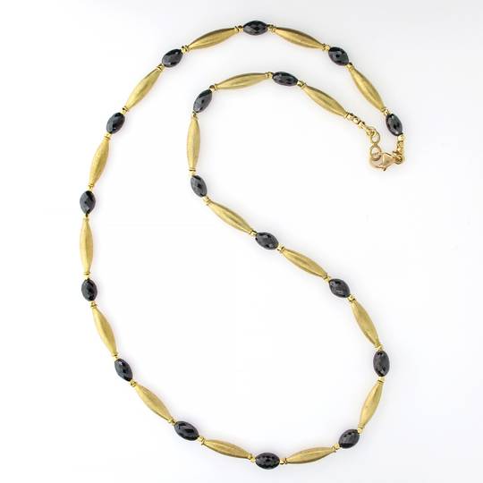 Gold Elipse Black Diamond Necklace
