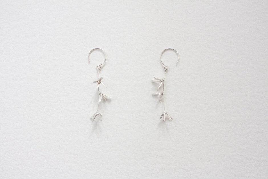 Small Flower Earrings (3 Flowers) - Silver