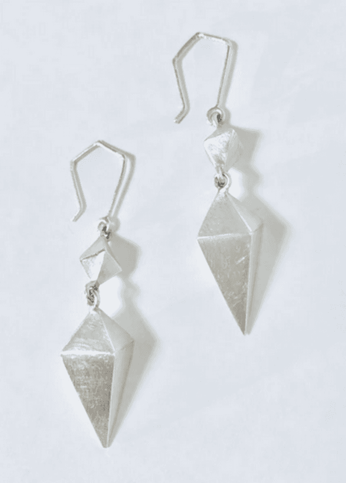Long Double Diamond Drop Earrings