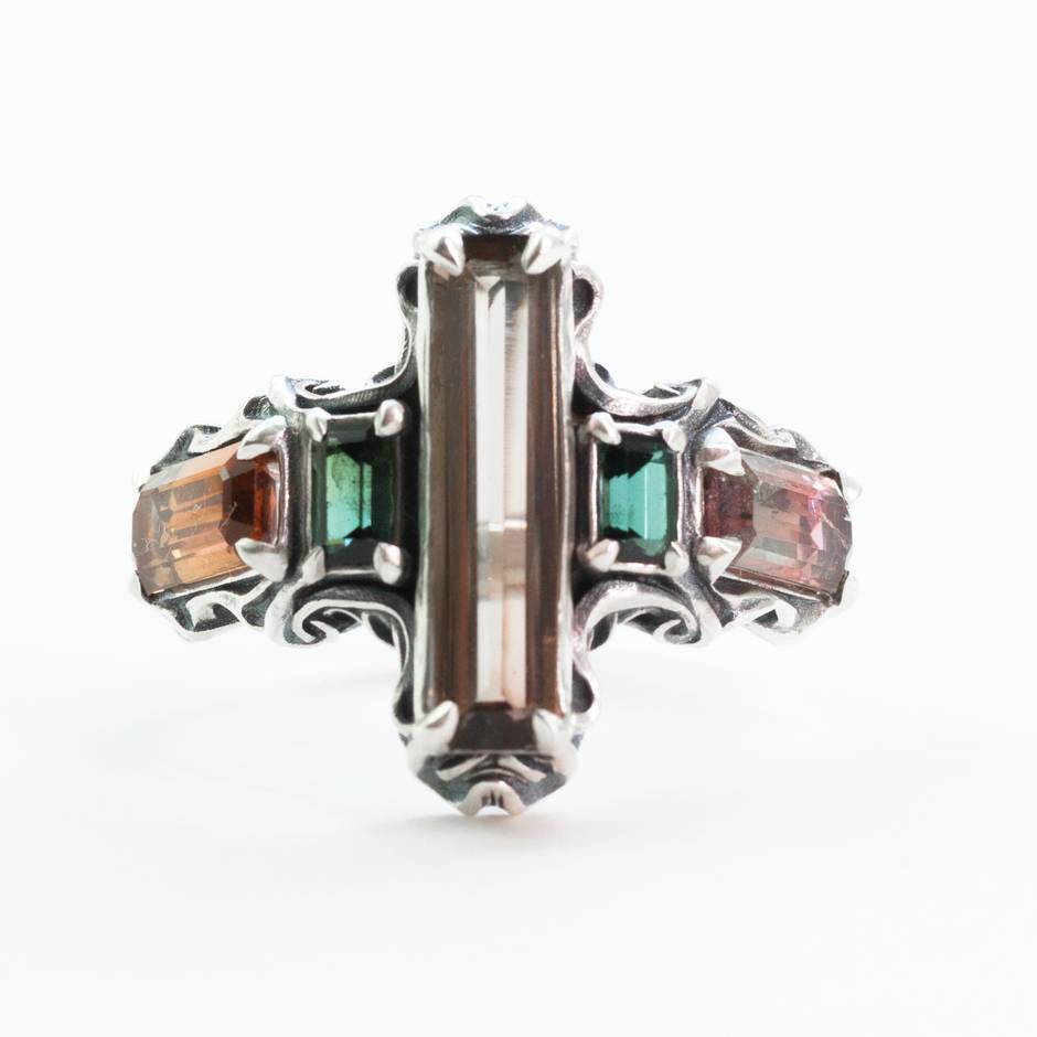 5 Tourmaline Spiral Ring