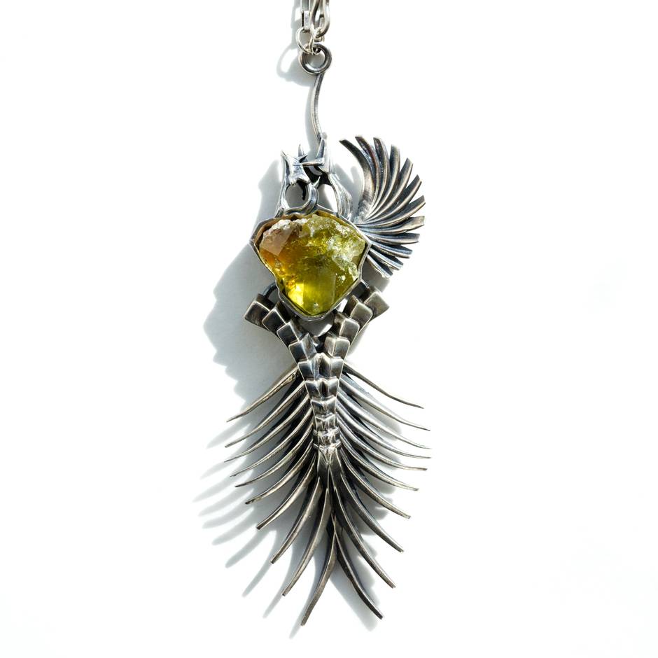 Fishbones Tourmaline Pendant