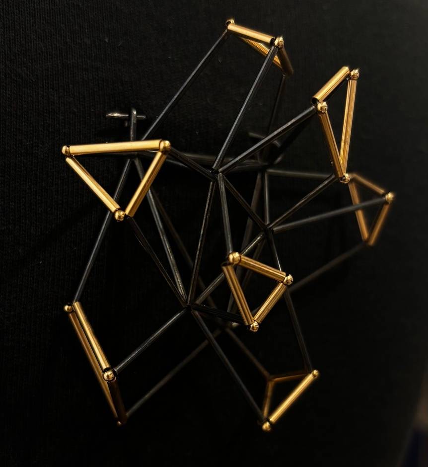 Black and Gold Geometric Brooch