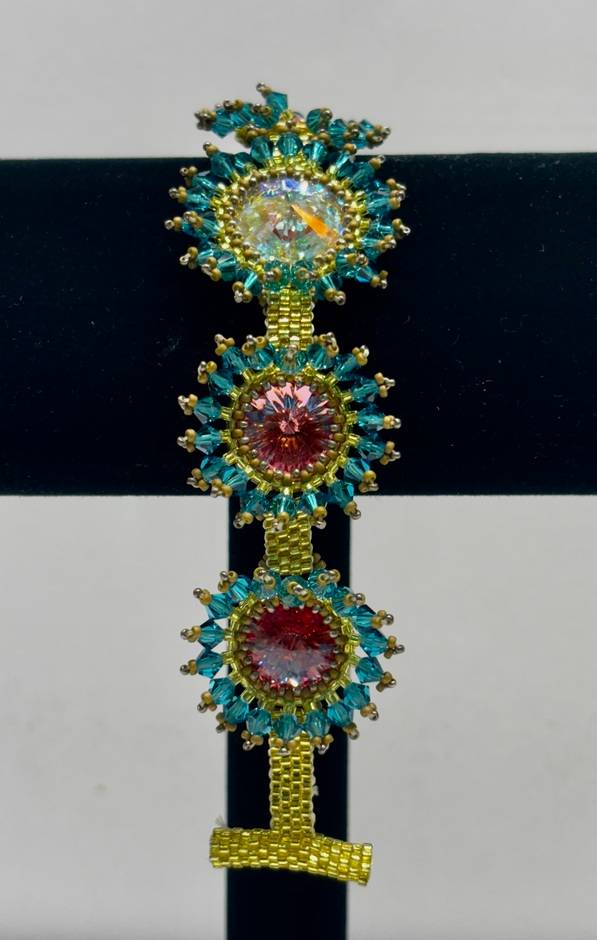 Citrine Swarovski Crystal and Gold Bead Bracelet