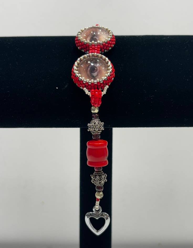 Eyes Open Red and Silver Bracelet