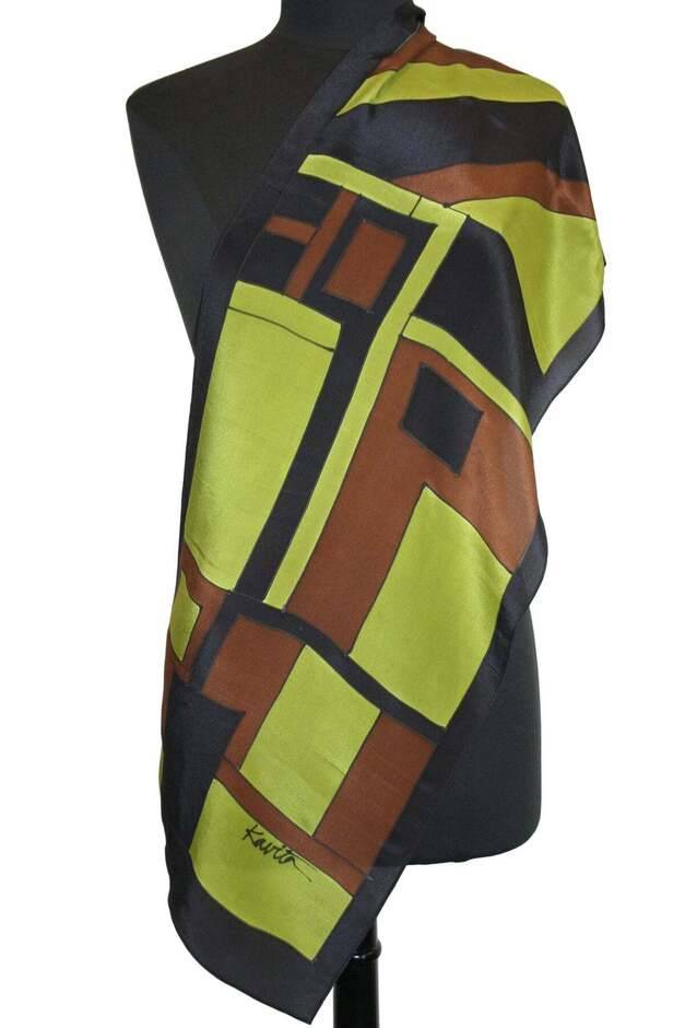Hand Painted Geom Silk Scarf