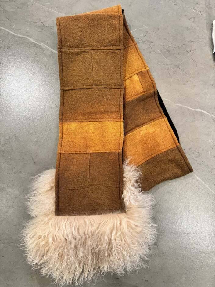 Emi Scarf in Russet with Creme Lamb Fur