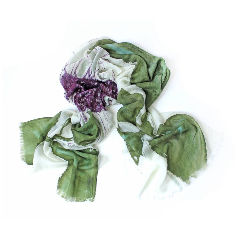 Spider Lily Kelly Green Materials Scarf