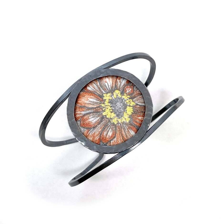 Silver Enamel Zinnia Bracelet