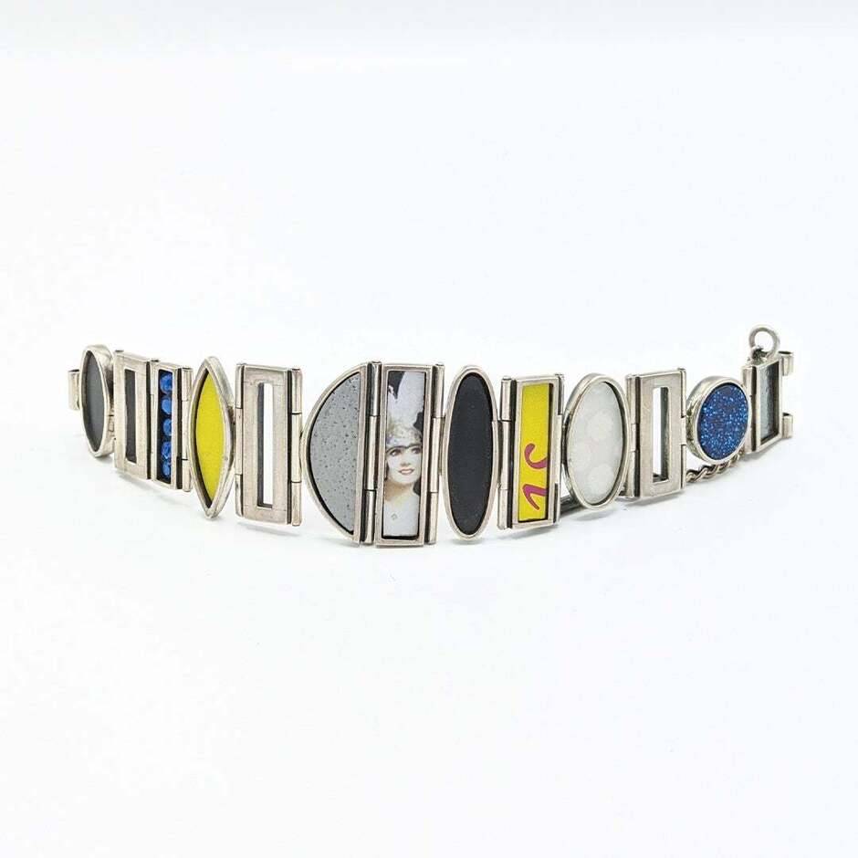 Yellow, Blue, and Feather Helmet Bracelet