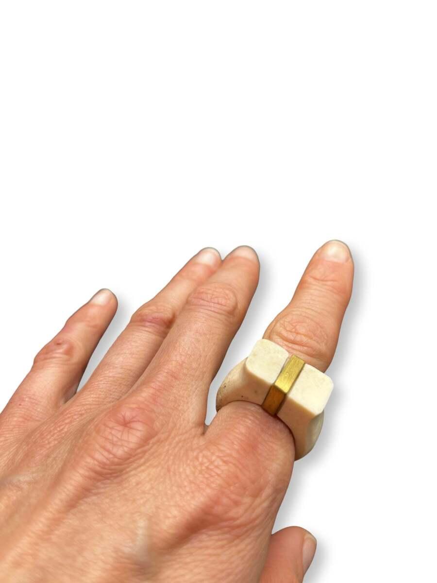 Gold Stripe Bone Ring, image 3