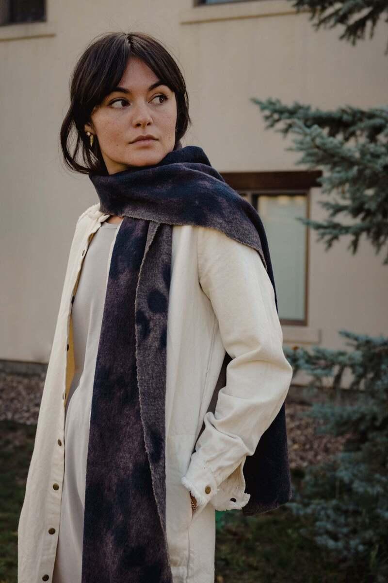 Wool Blanket Scarf in Onyx Shibori, image 2