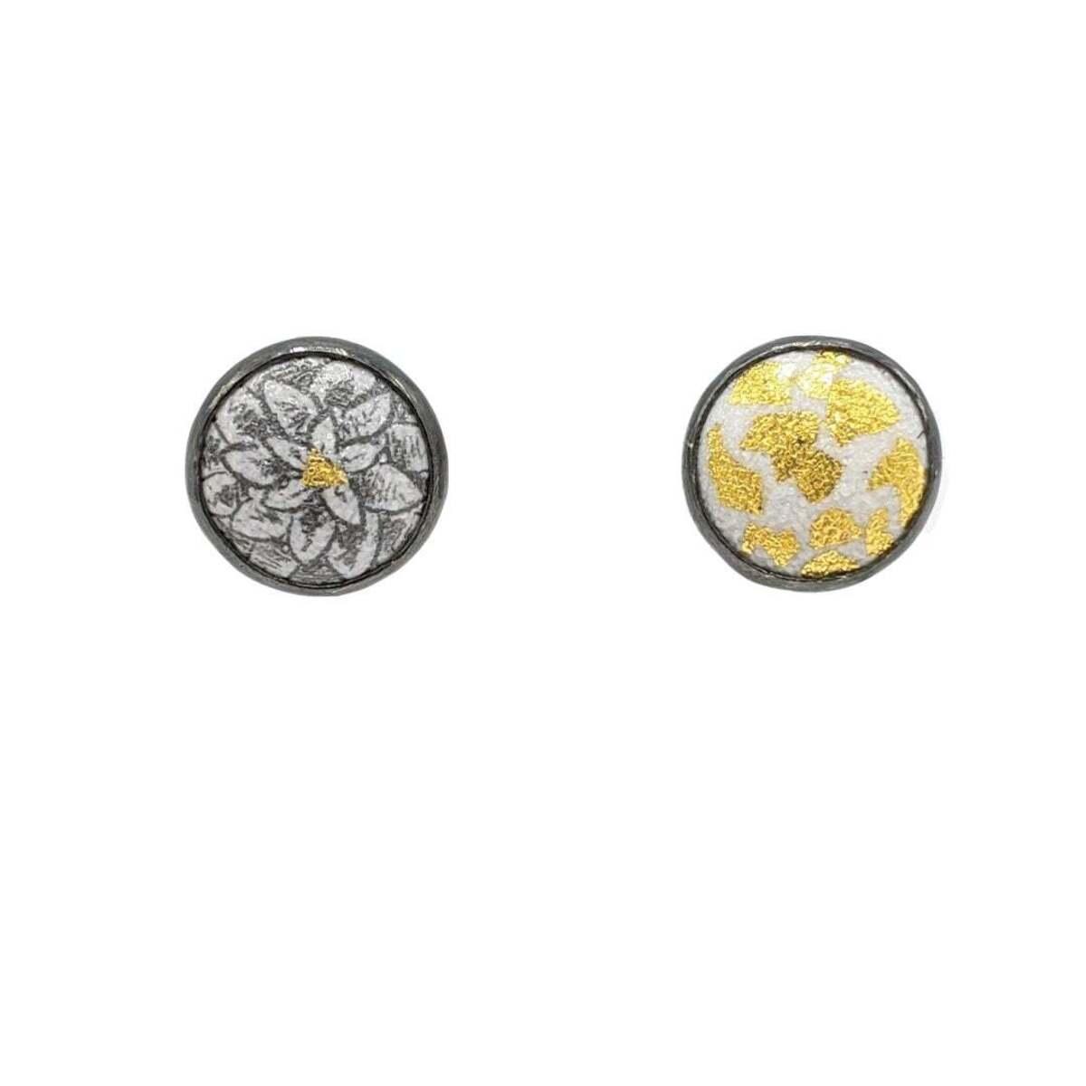 Silver Button Stud Earrings