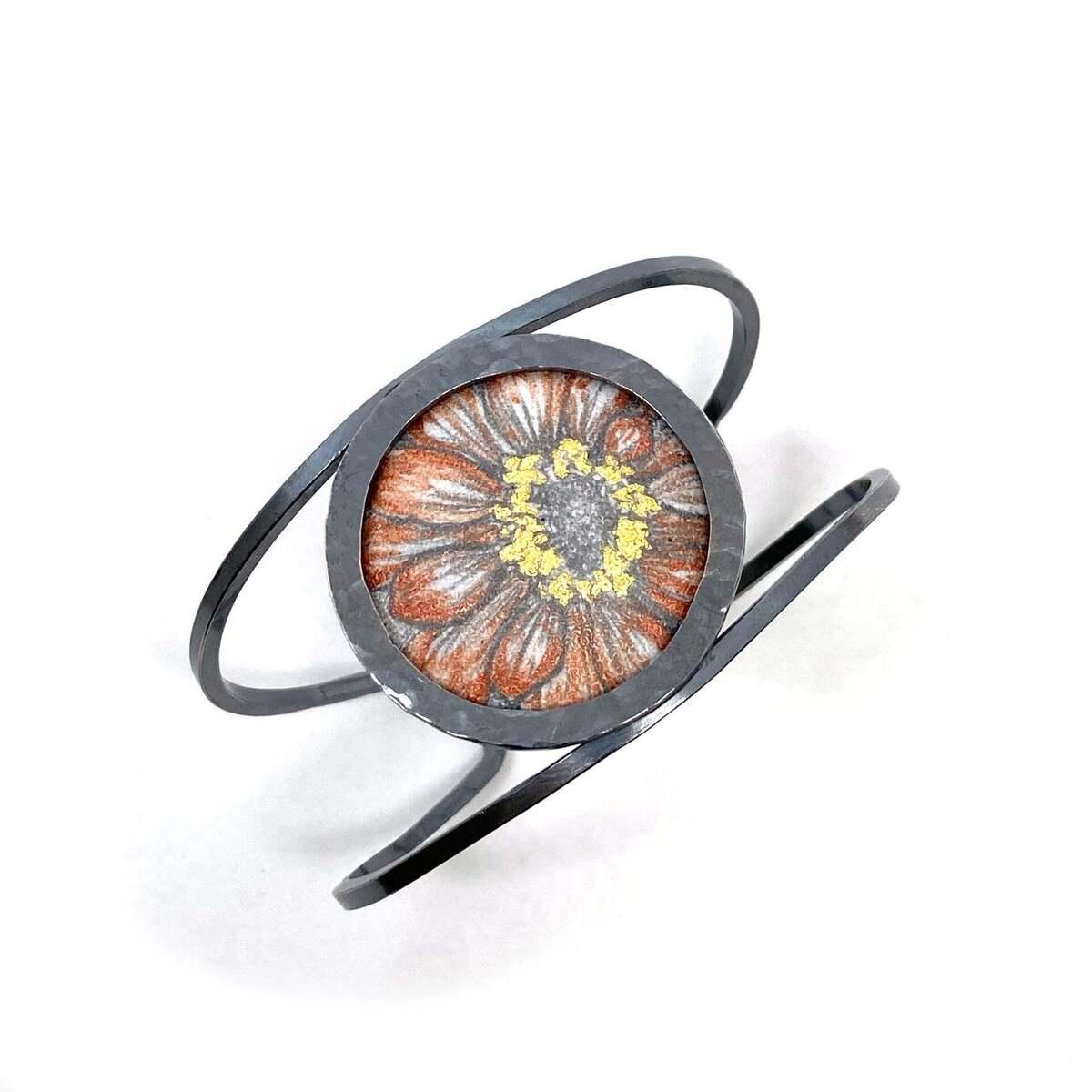Silver Enamel Zinnia Bracelet