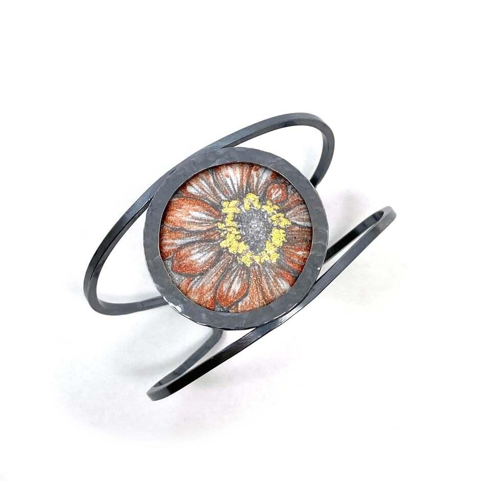 Silver Enamel Zinnia Bracelet