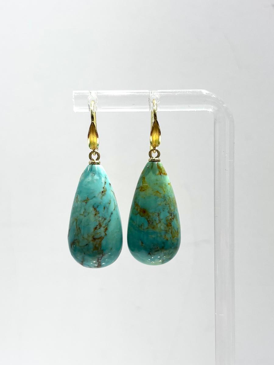 Large Tear Drop Turquoise Earrings, image 2